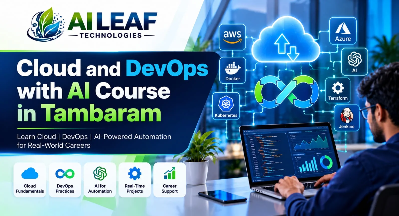 Cloud and DevOps with AI Course in Tambaram covering Linux, cloud infrastructure, CI/CD and intelligent automation